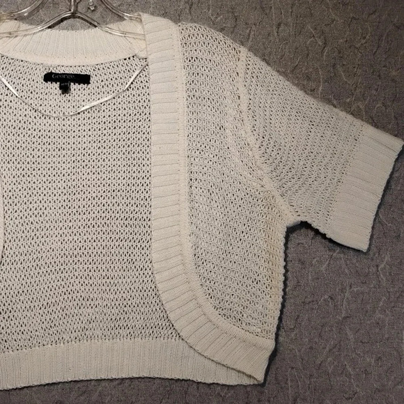 George Women's White Knitted Short Sleeve Bolero NWOT Size Medium - Picture 7 of 9